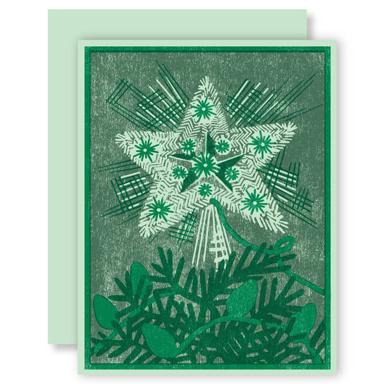 Heartell Press - Christmas Tree Tinsel Topper Letterpress Card - DECANTsf