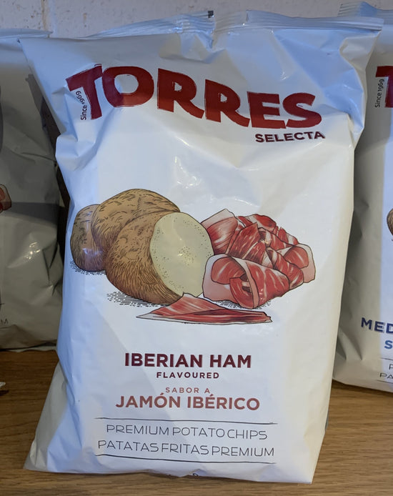 Torres Jamon Iberico Premium Potato Chips, Spain (150g Large Bag) - DECANTsf
