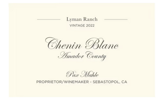 Pax Wines 'Lyman Ranch' Chenin Blanc, Amador Co., California 2022