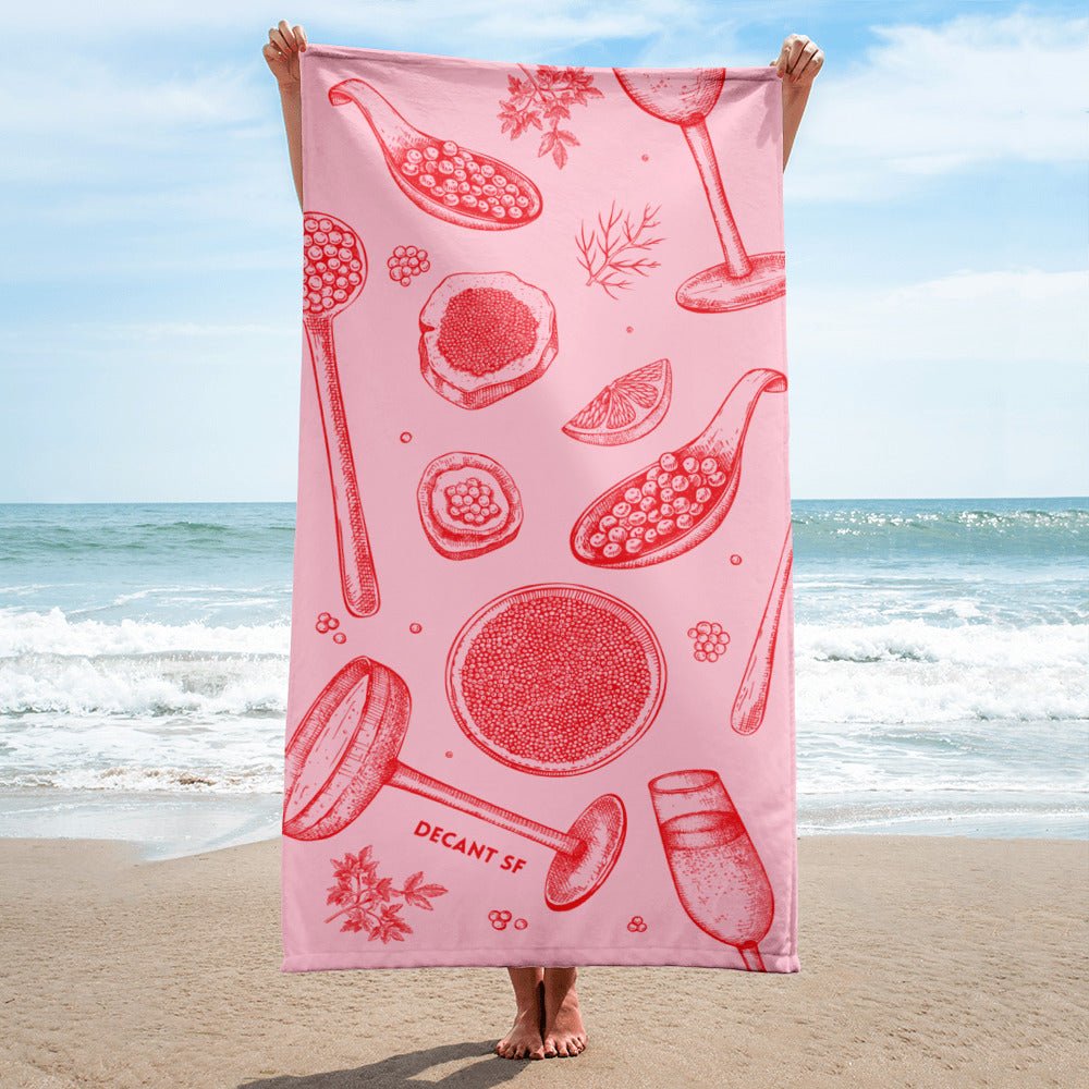 Load image into Gallery viewer, Caviar &amp;amp; Champagne Beach Towel - DECANTsf
