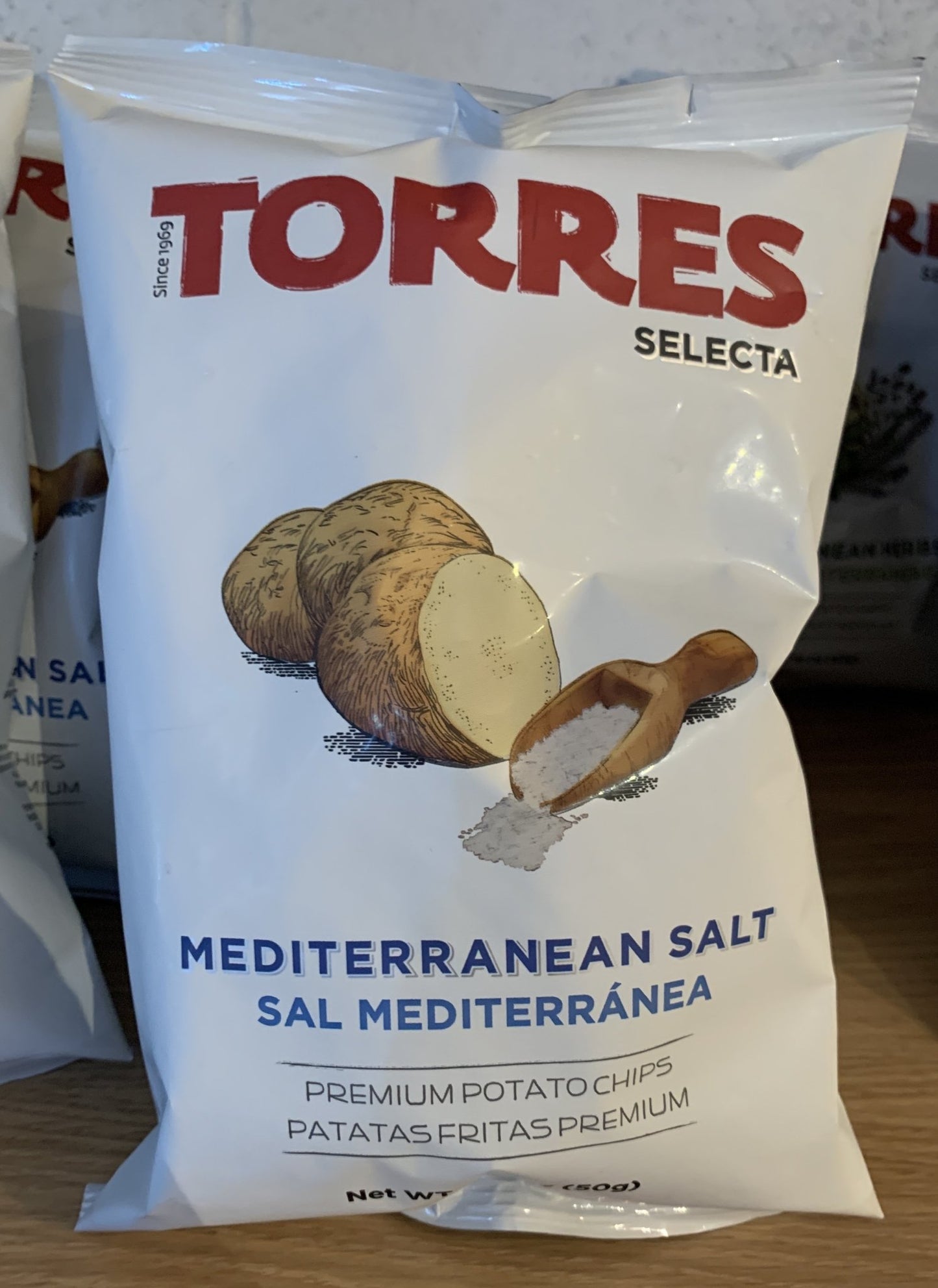 Torres Mediterranean Salt Premium Potato Chips, Spain (50g small bag) - DECANTsf